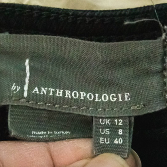 By Anthropologie Size 8 Black Ruffled High Rise Button Zip Denim Jean Shorts - Picture 5 of 8